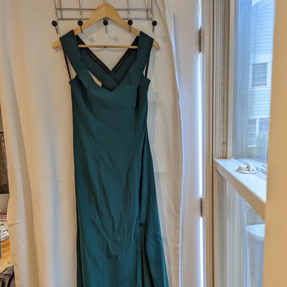 dessy emerald green dresses Audra Slinky Jersey Cut Out Maxi Dress in Emerald Green